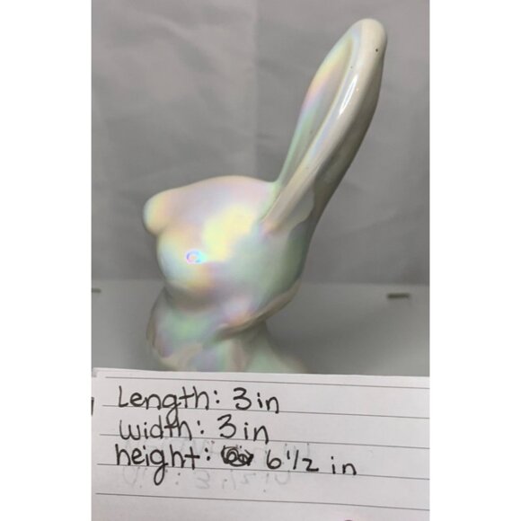 Mosser Glass Thumper Bunny Rabbit Figurine 6.5” White Iridescent Glass Collect - Picture 6 of 6